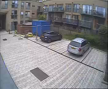 Old analogue camera footage from the car park